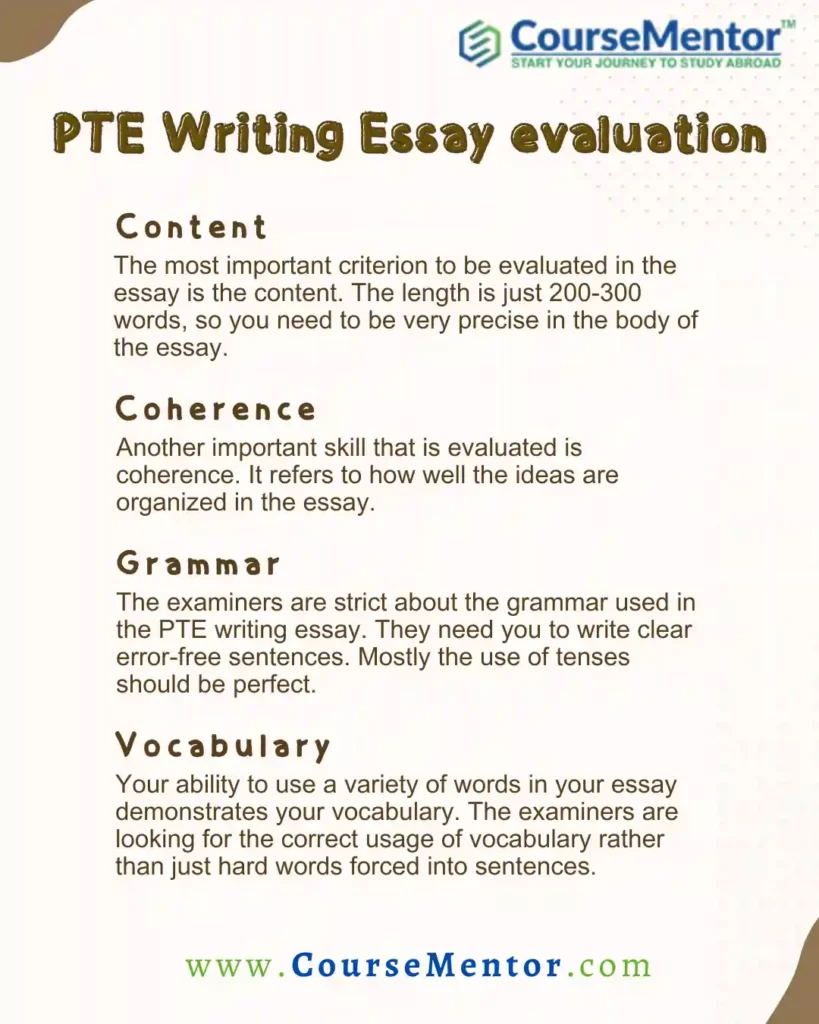 PTE Writing Essay evaluation